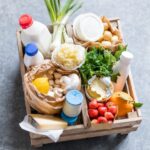Cagette avec produits alimentaires, recette